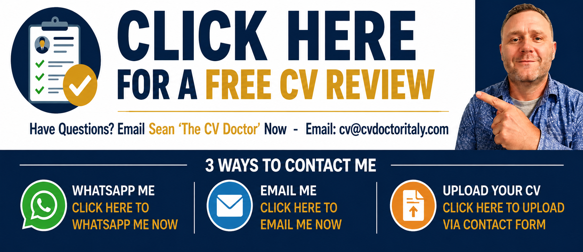 Contact The CV Doctor Italy for a Free CV Review